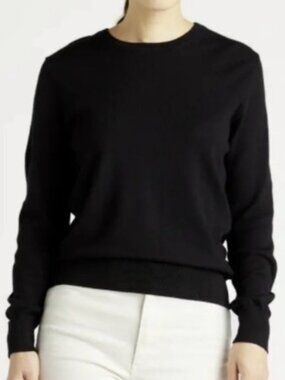 Quince 100% Merino Wool Sweater Women’s Size L Crew Neck Winter Staple Black